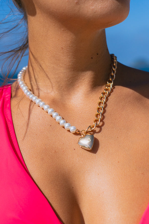 Cute Heart Pearl Necklace