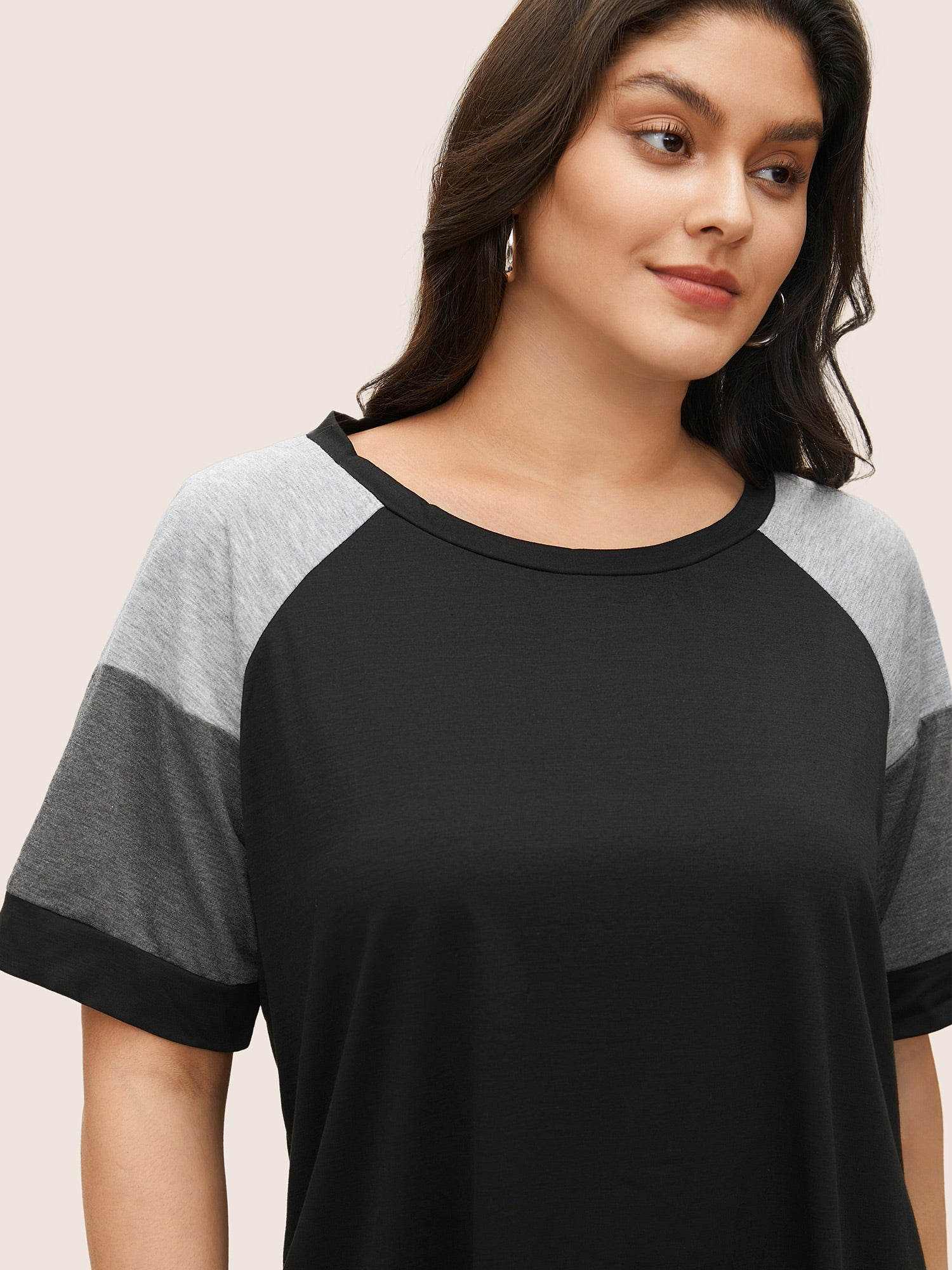 Colorblock Contrast Crew Neck Raglan Sleeve T-shirt