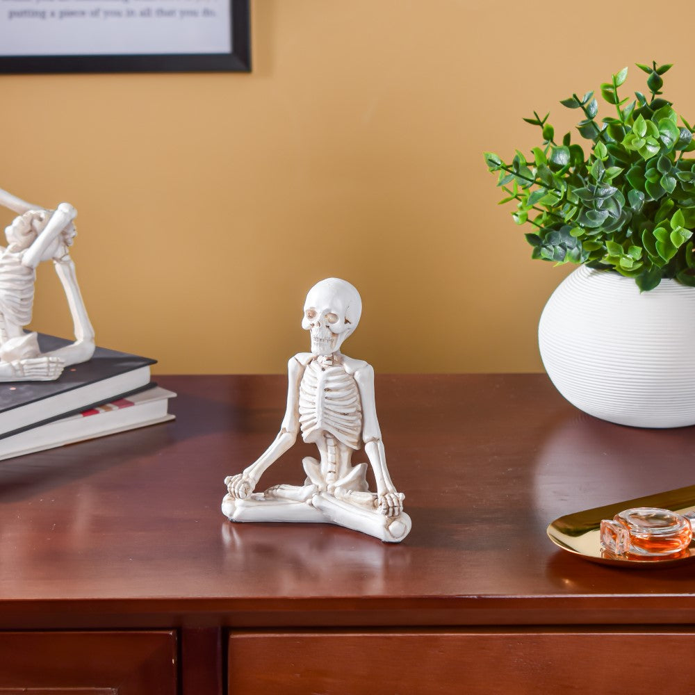 Yoga Skeleton Showpiece White Set Of 3