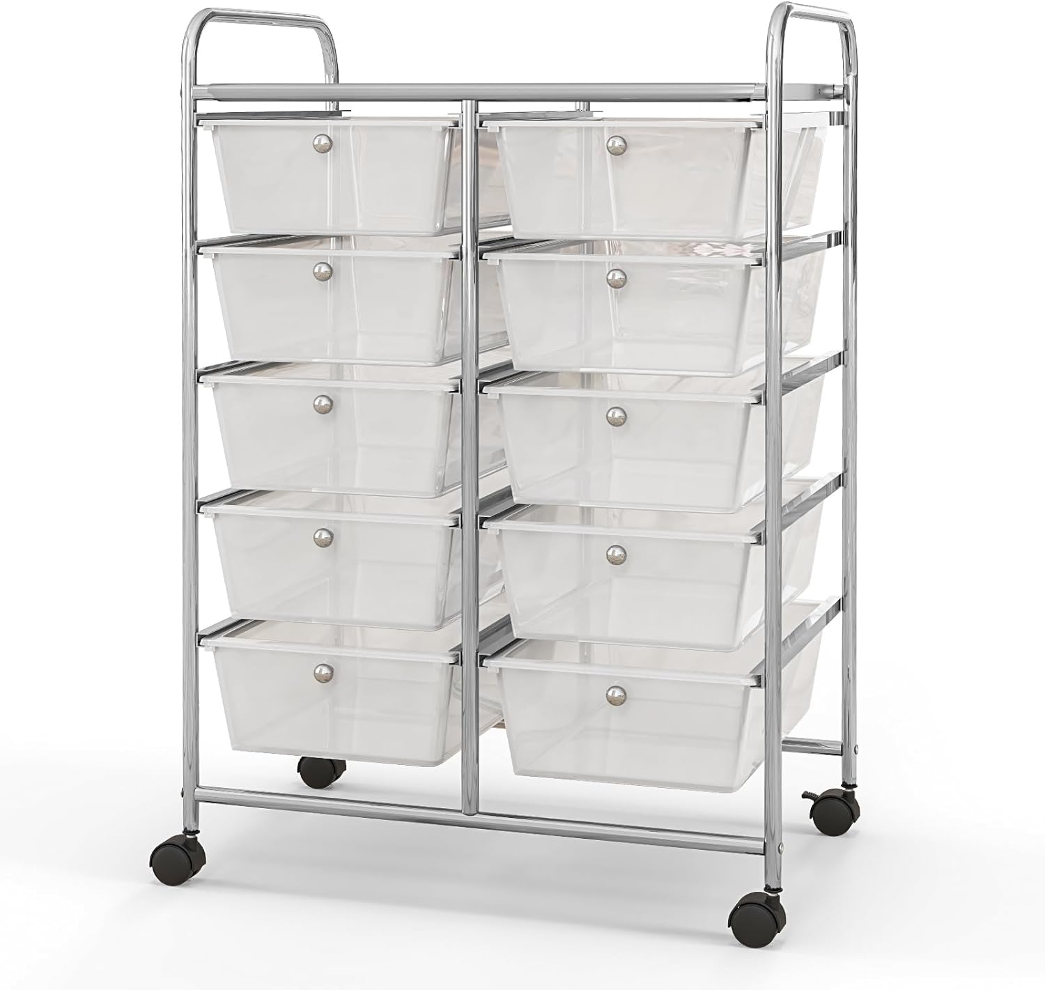 GIANTEX Stackable Storage Trolley with 10 Drawers with Lockable Wheels for Kitchen, Bathroom, Office, 65.5 x 37 x 87 cm