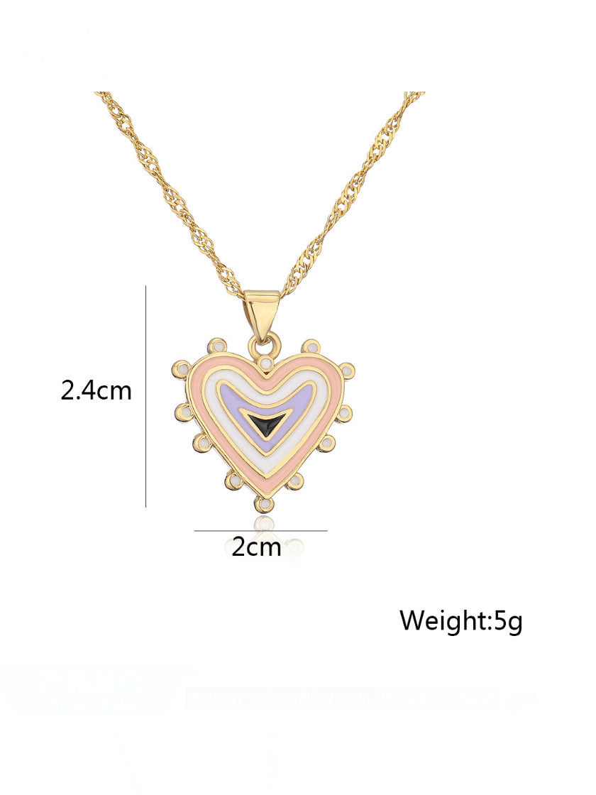 Colourful Heart Pendant & Chain