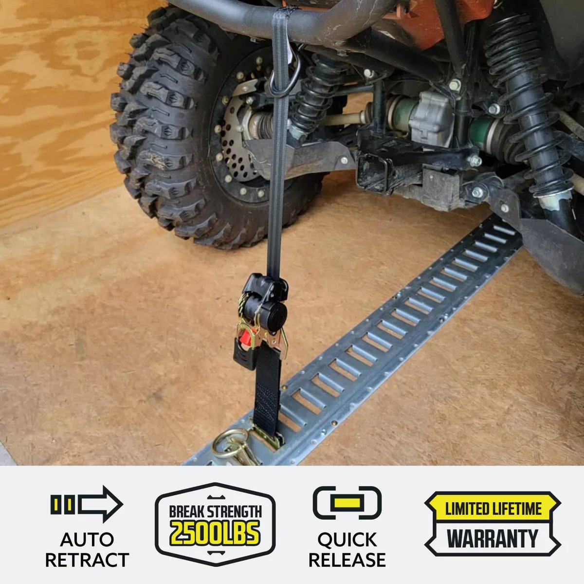 🔥 Retractable Auto Ratchet Strap with RAIL BRACKET BUNDLE