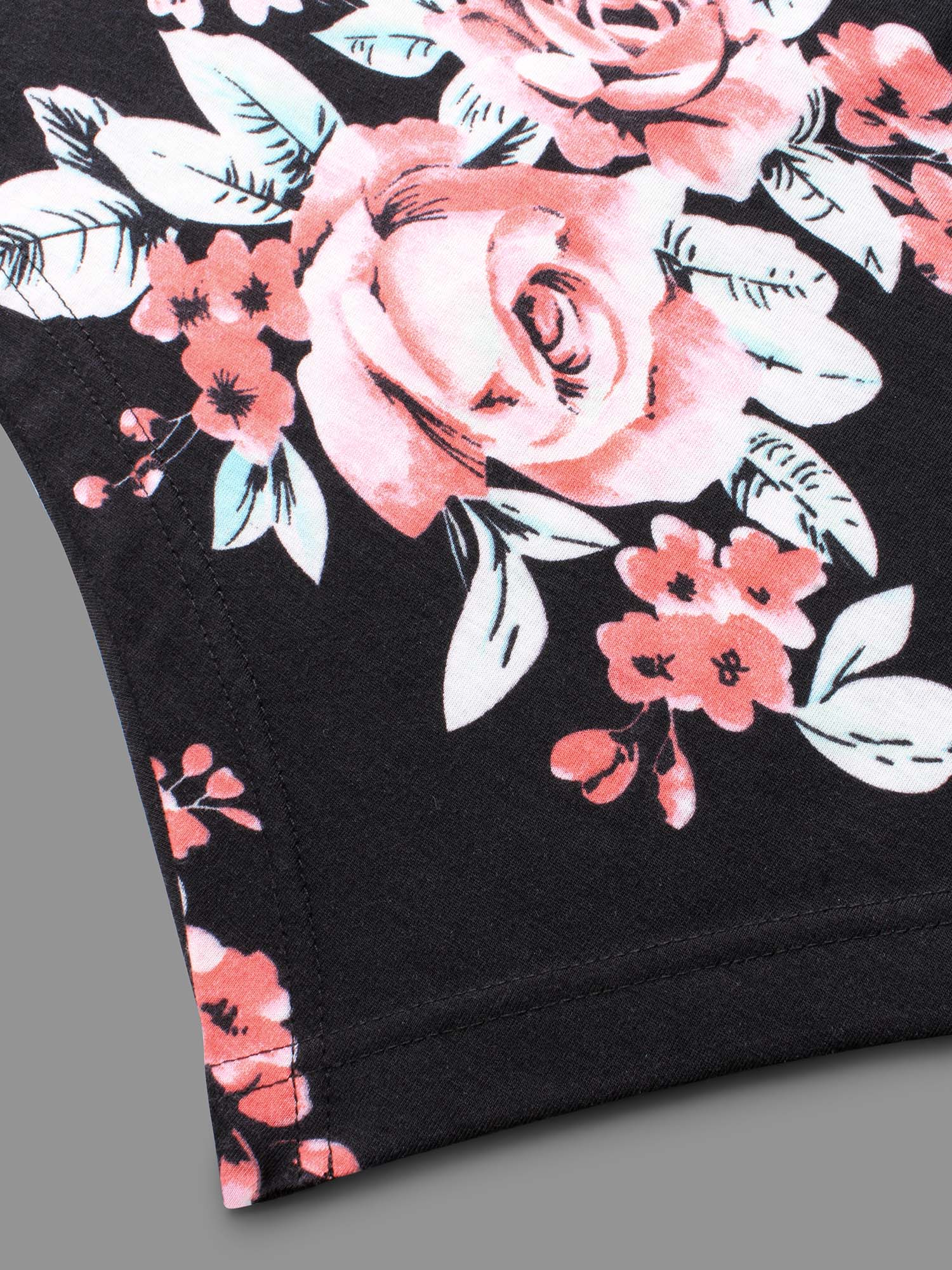 Floral Print Shoulder Cut-Out T-shirt