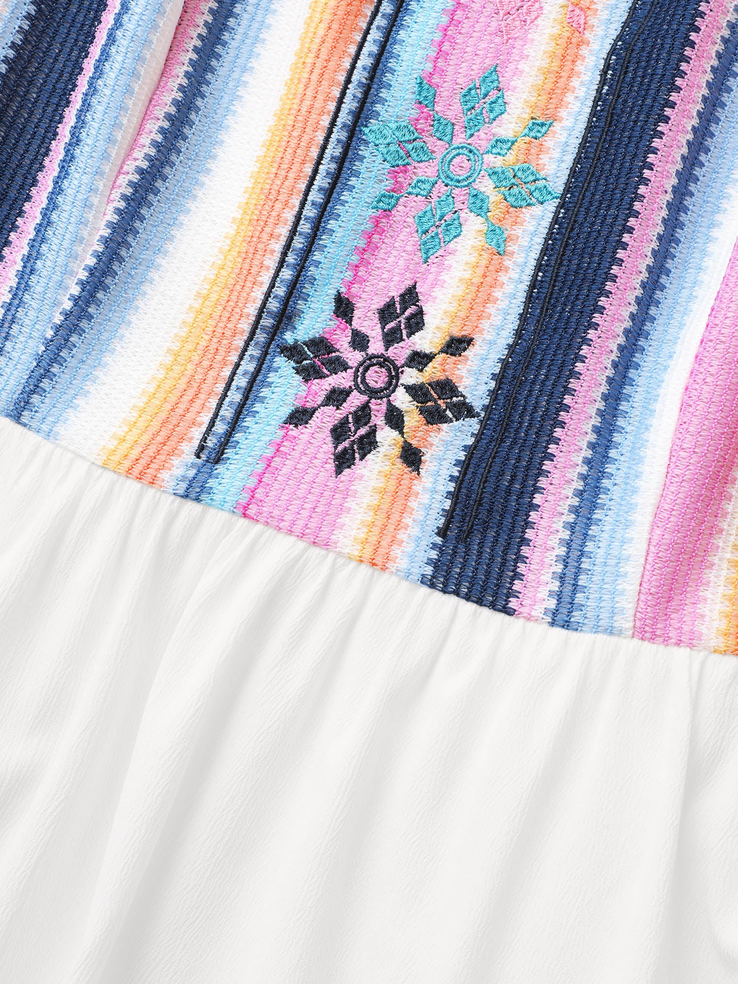 Floral Embroidered Woven Ribbon Patchwork Dress