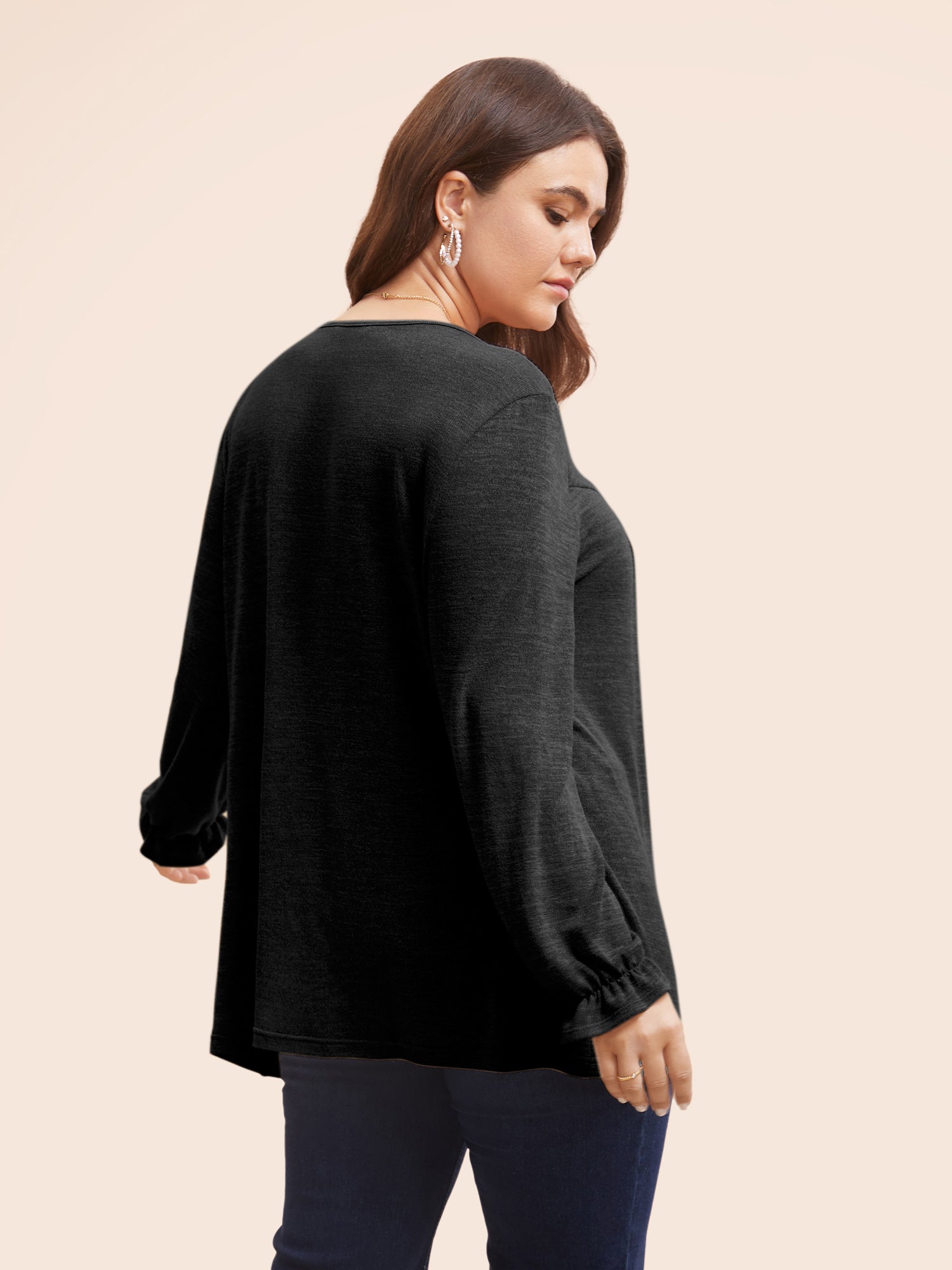 Round Neck Heather Pleated T-shirt