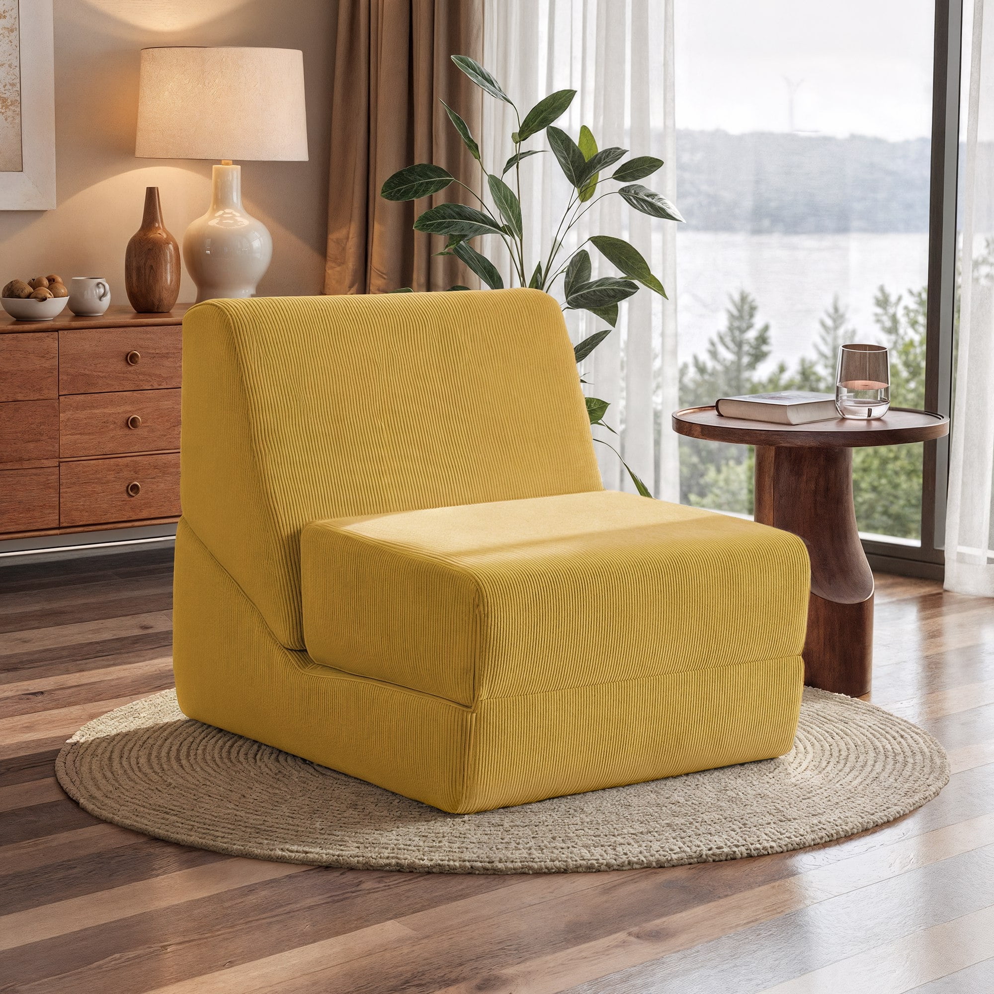 Folding Sofa Bed, 3 in 1 Convertible Sleeper Chair, Floor Couch with Back Support, Single Chair Bed for Living Room