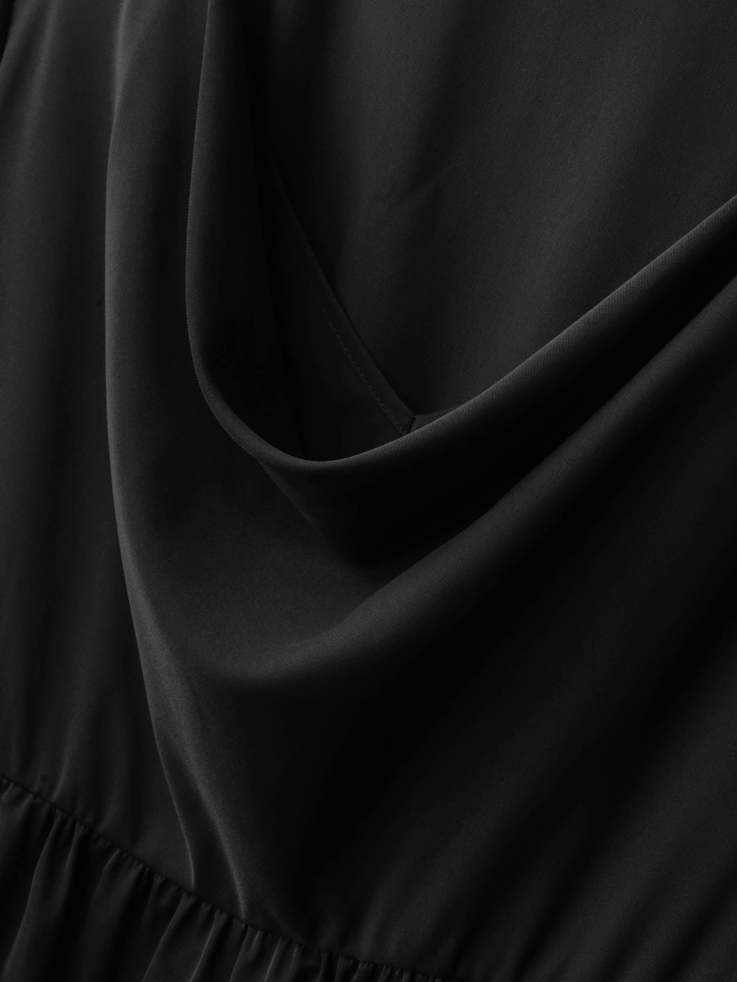 Cowl Neck Ruffle Sleeve Midi Dress