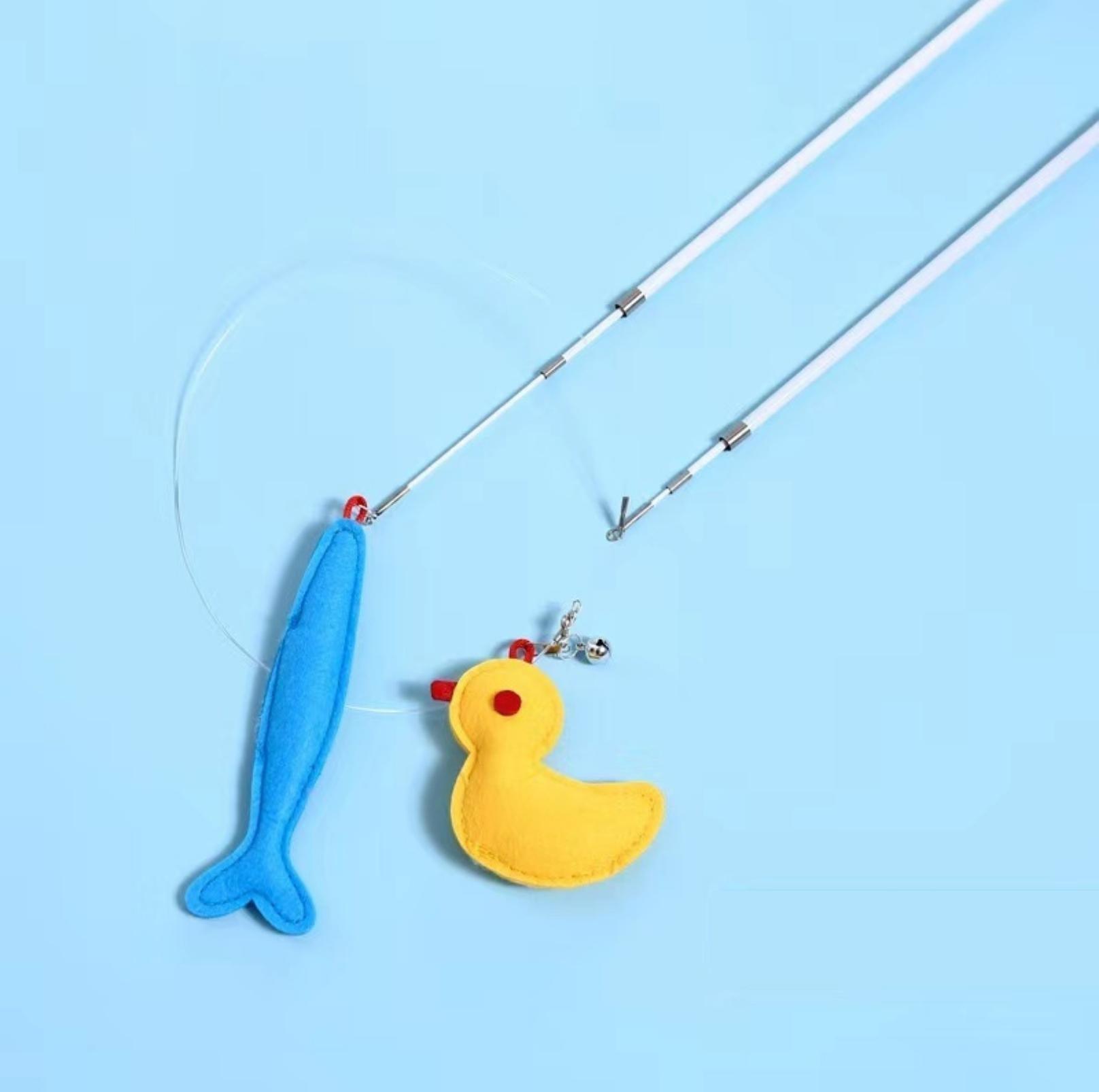 Premium Retractable Catnip Cat stick Toy with 5 Cartoon Heads