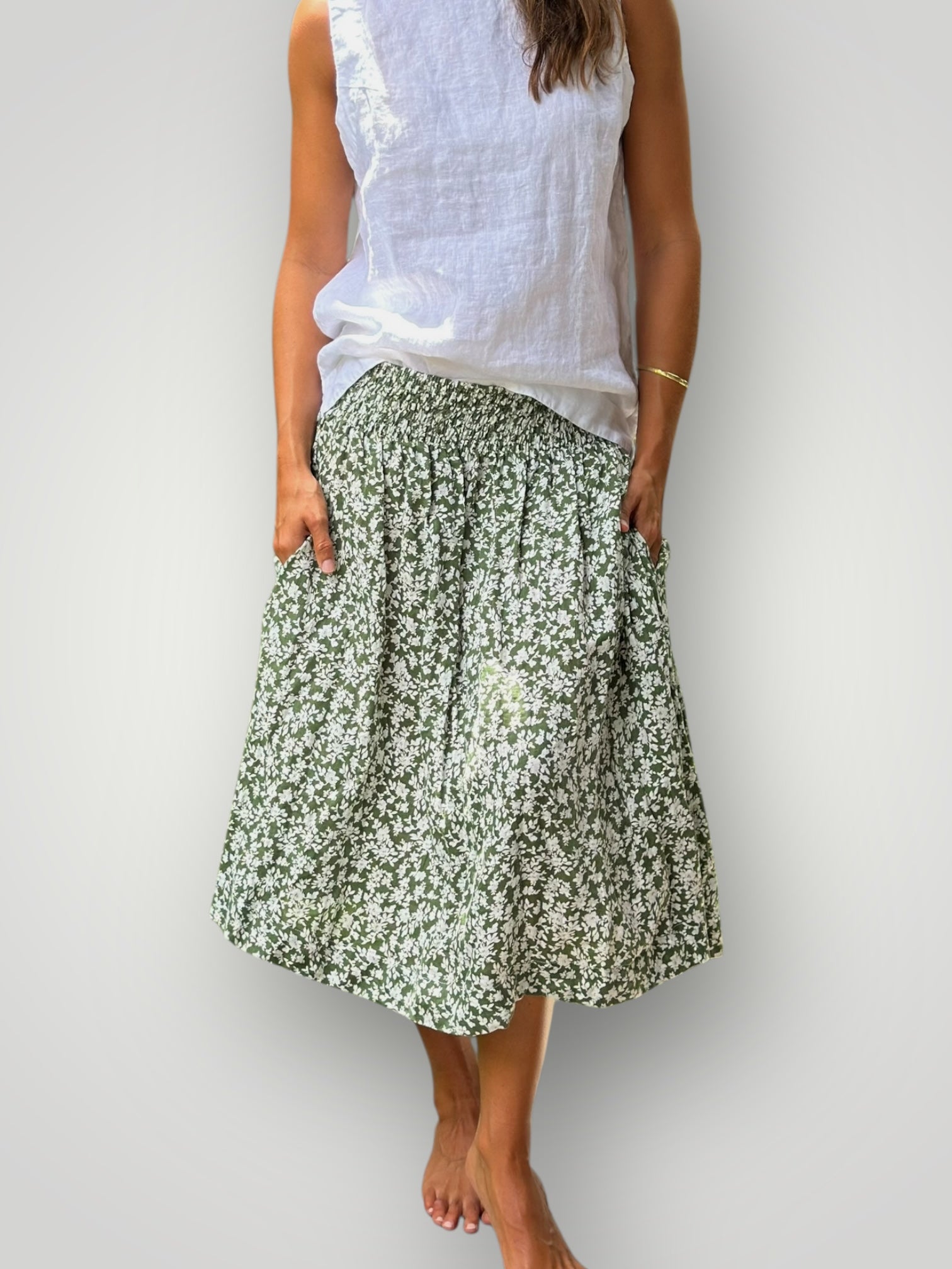 moss floral linen