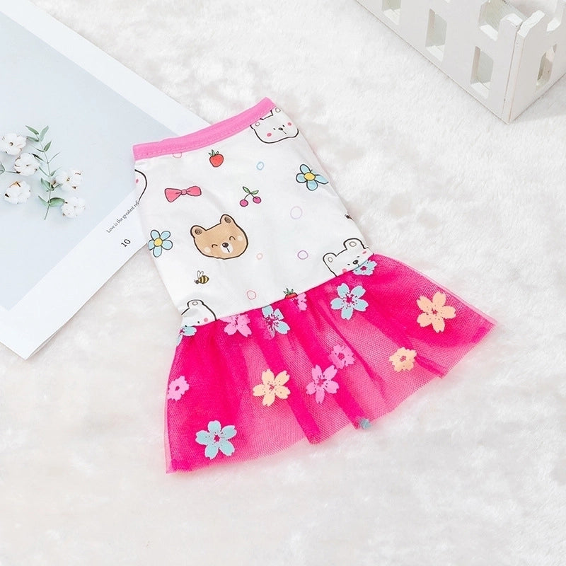 Princess Polyester Rainbow Flower Pet Clothing