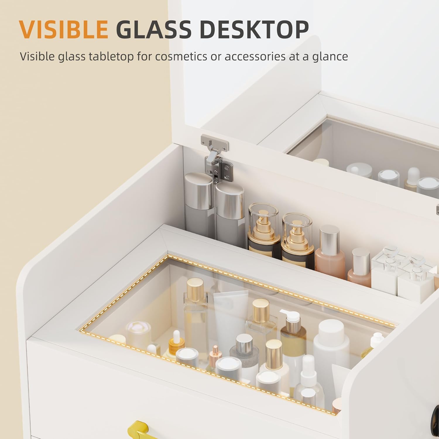 3 in 1 Vanity Desk with Flip Top Mirror for Bedroom