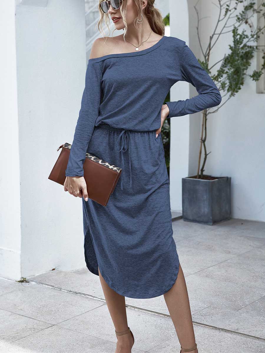 Strapless Long Sleeve Split Dress