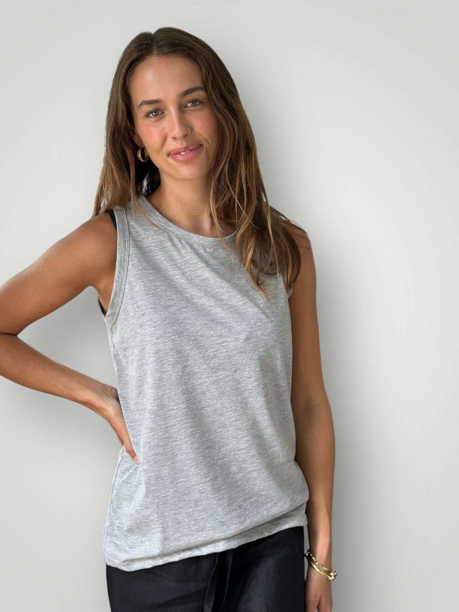 vera tank - grey marle cotton