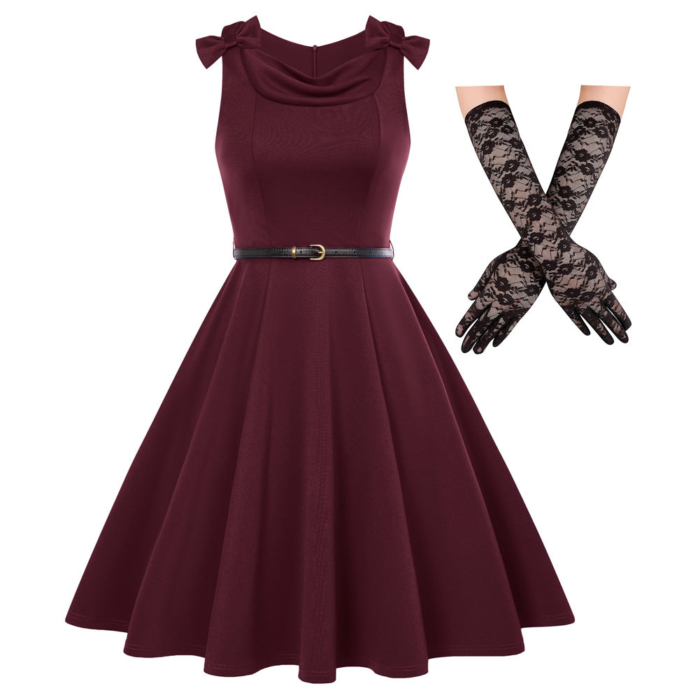 Sleeveless A Line Dress Vintage Cocktail Party Dress Swing Dress for Wedding Guest