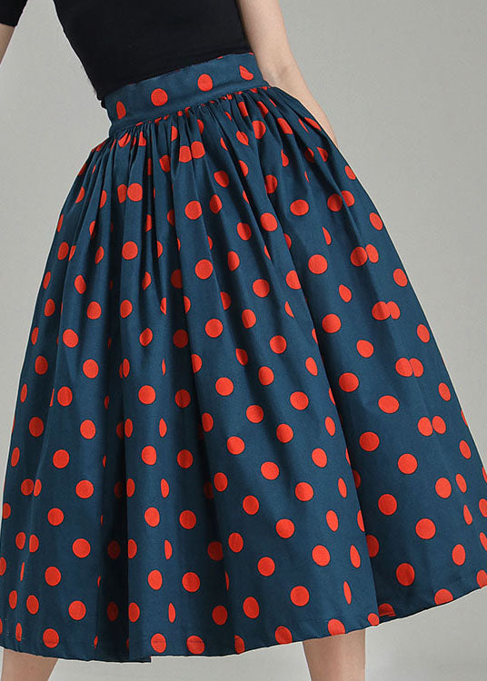 Peacock blue dot print cirlce skirts Spring