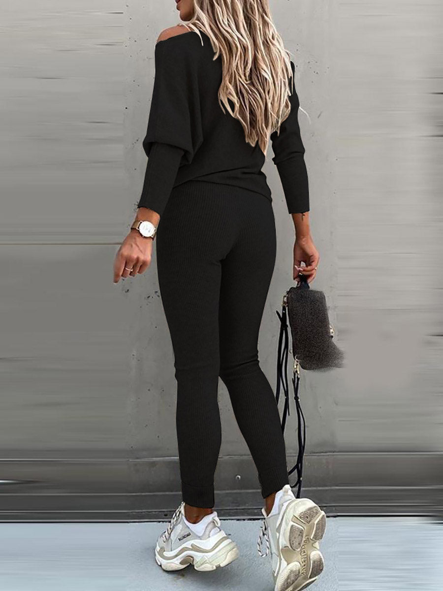 Solid Color Casual Lace-Up Slouchy Suit(7 color)