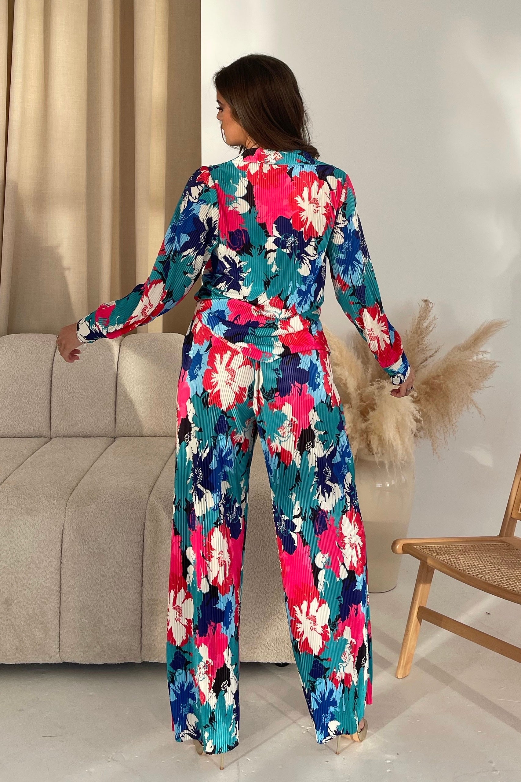 Esti Multi Plisse Shirt and Trouser Co-ord Set