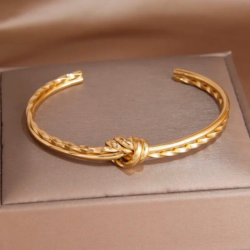 Romantic Couples Twisted Knot Bangle Cuff Bracelet
