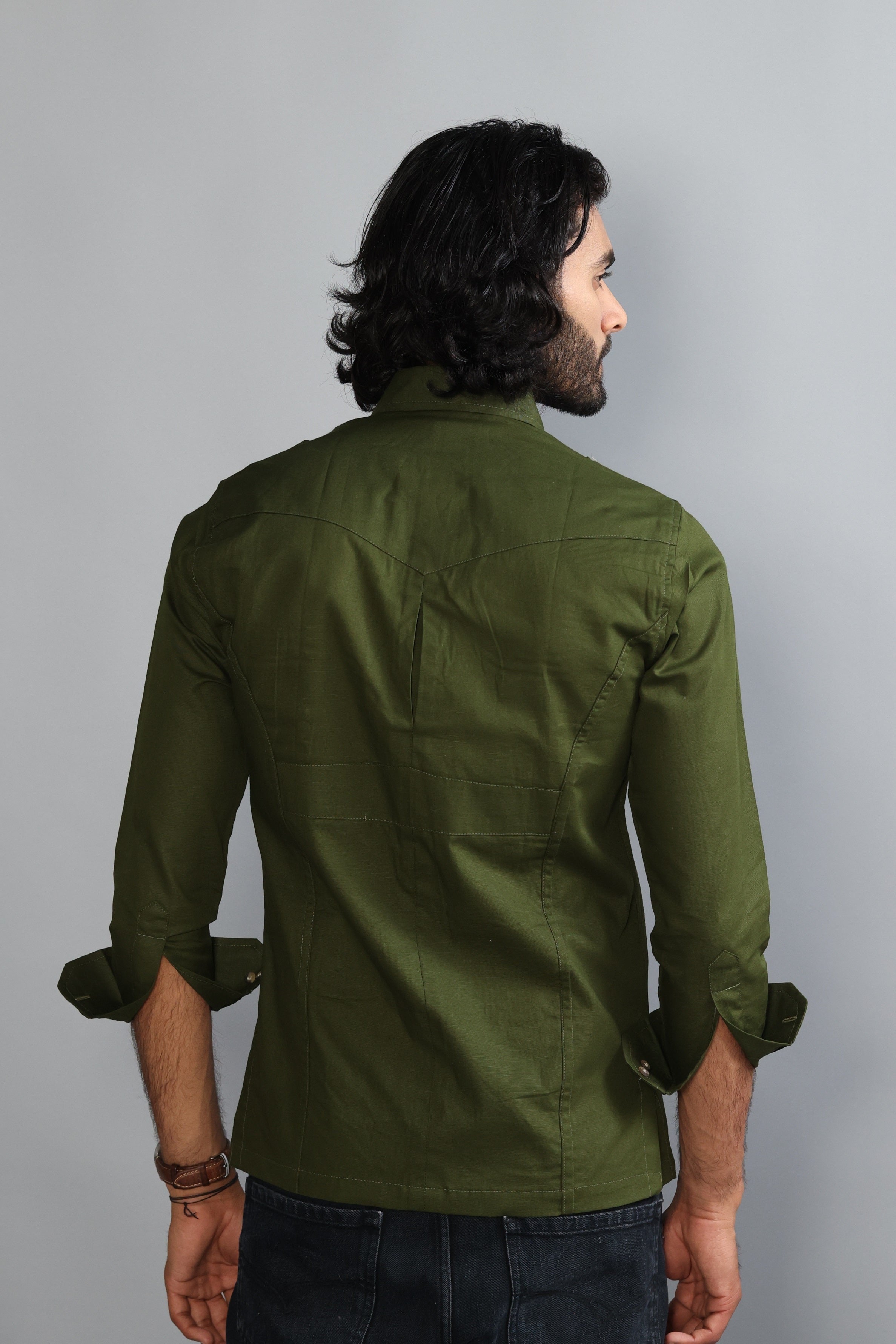 Battle Green Turkish Linen Hunting Shirt