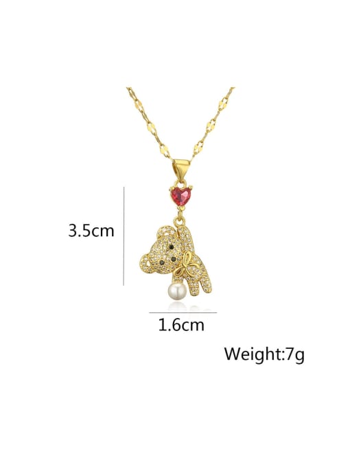 Cubic Zirconia Bear Pendant & Chain