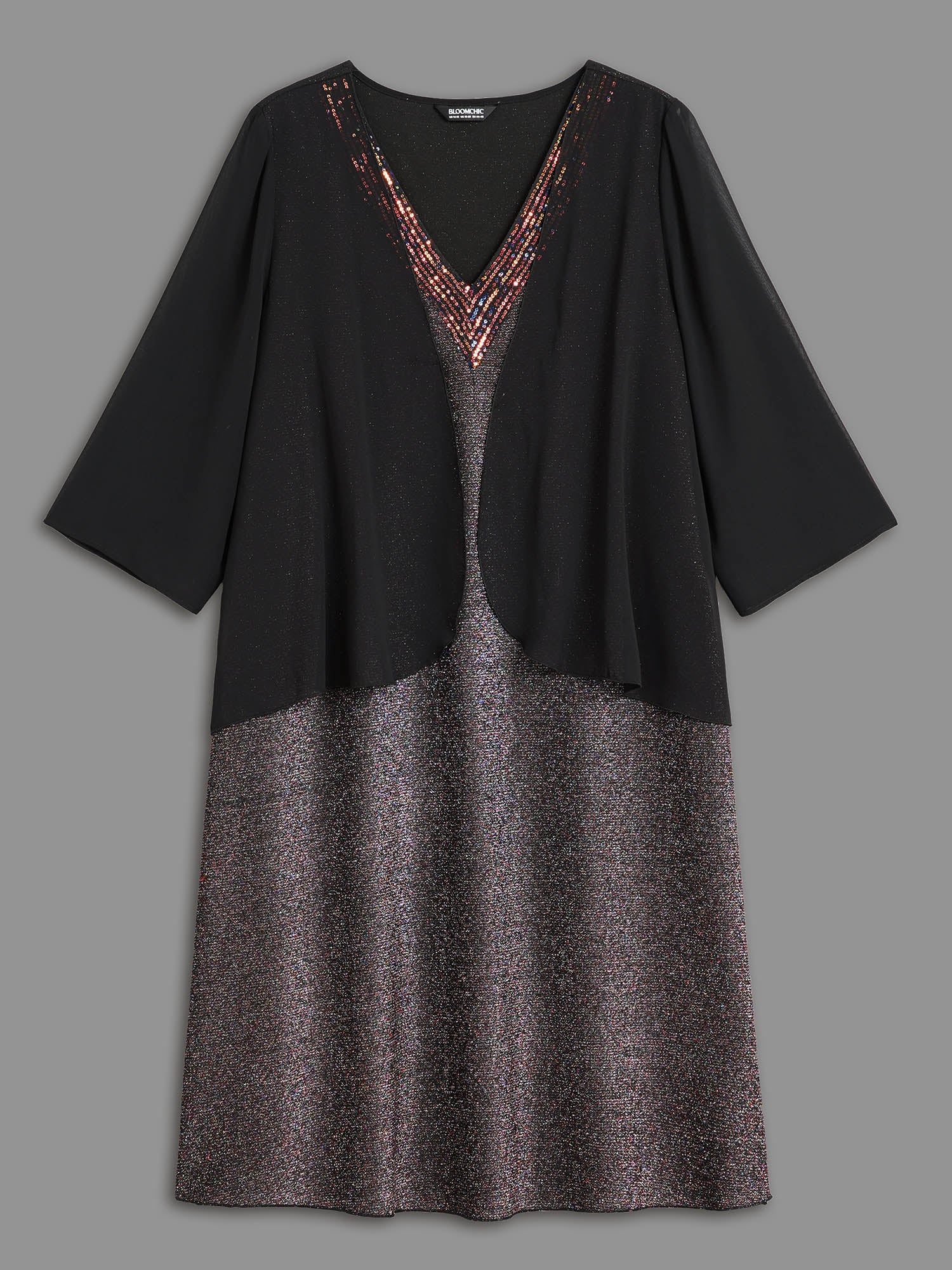 2-In-1 Sequin Patchwork Mesh Dress