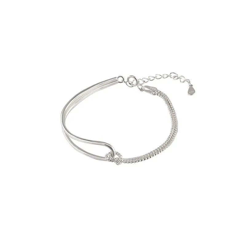 S925 Twisted Knot Round Bar Bracelet