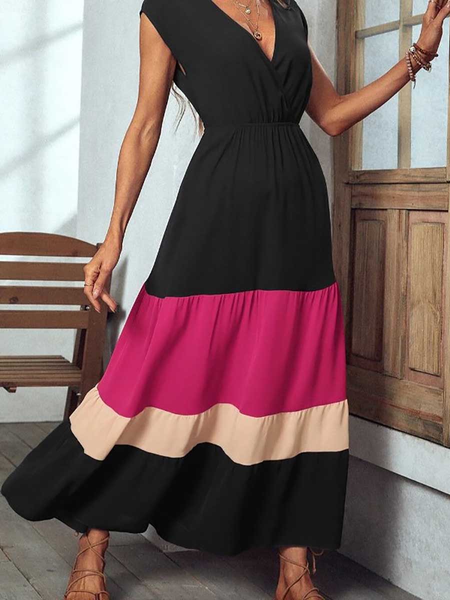 Airy Floral Multi-Patchwork Dress