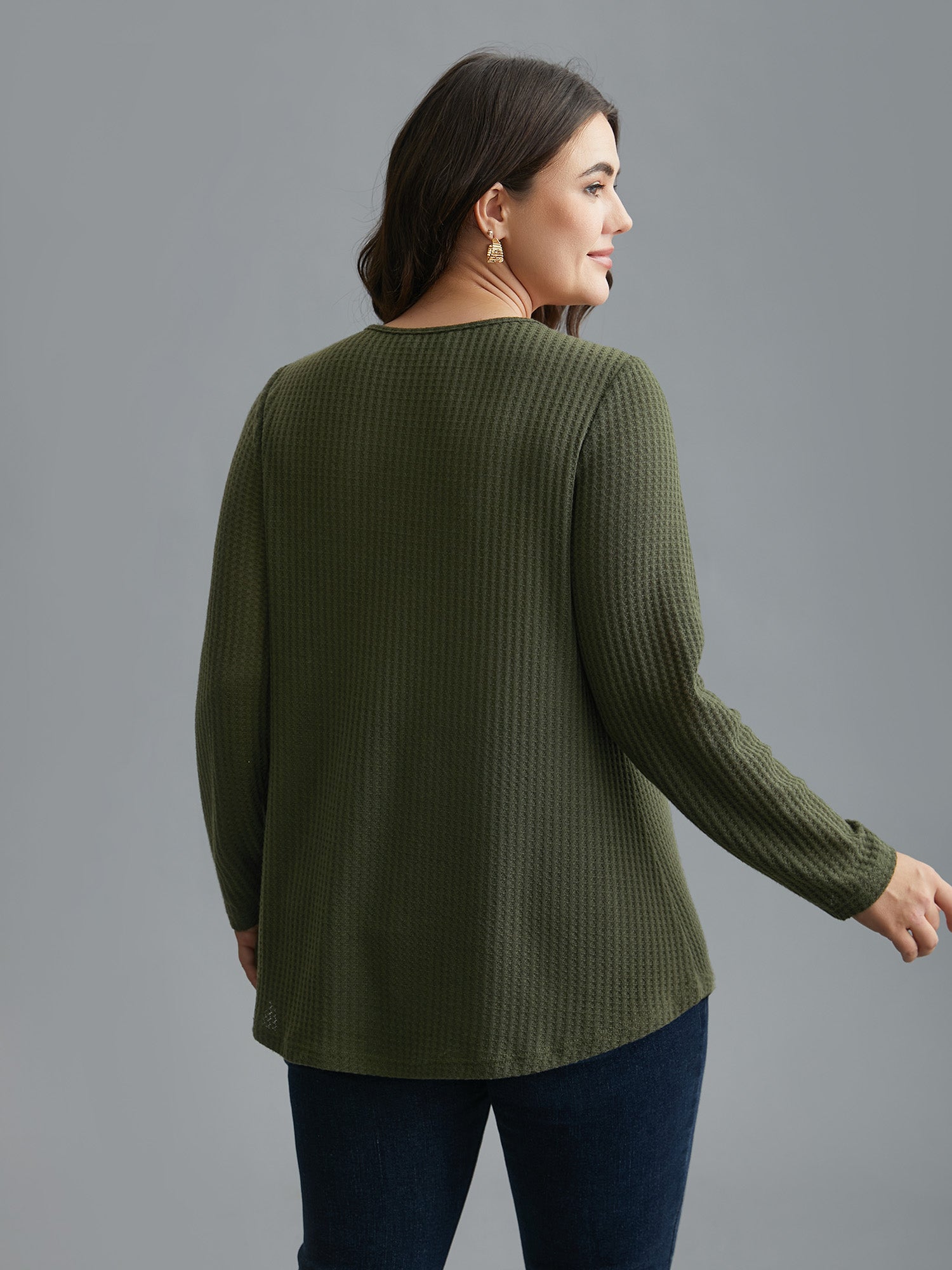 Half Zipper Flap Detail Pockets Knit Top