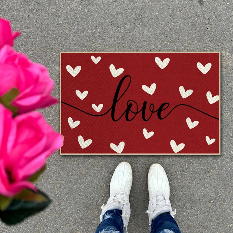 Valentine'S Day Casual Letter Heart Shape Polyester Carpet Bathing