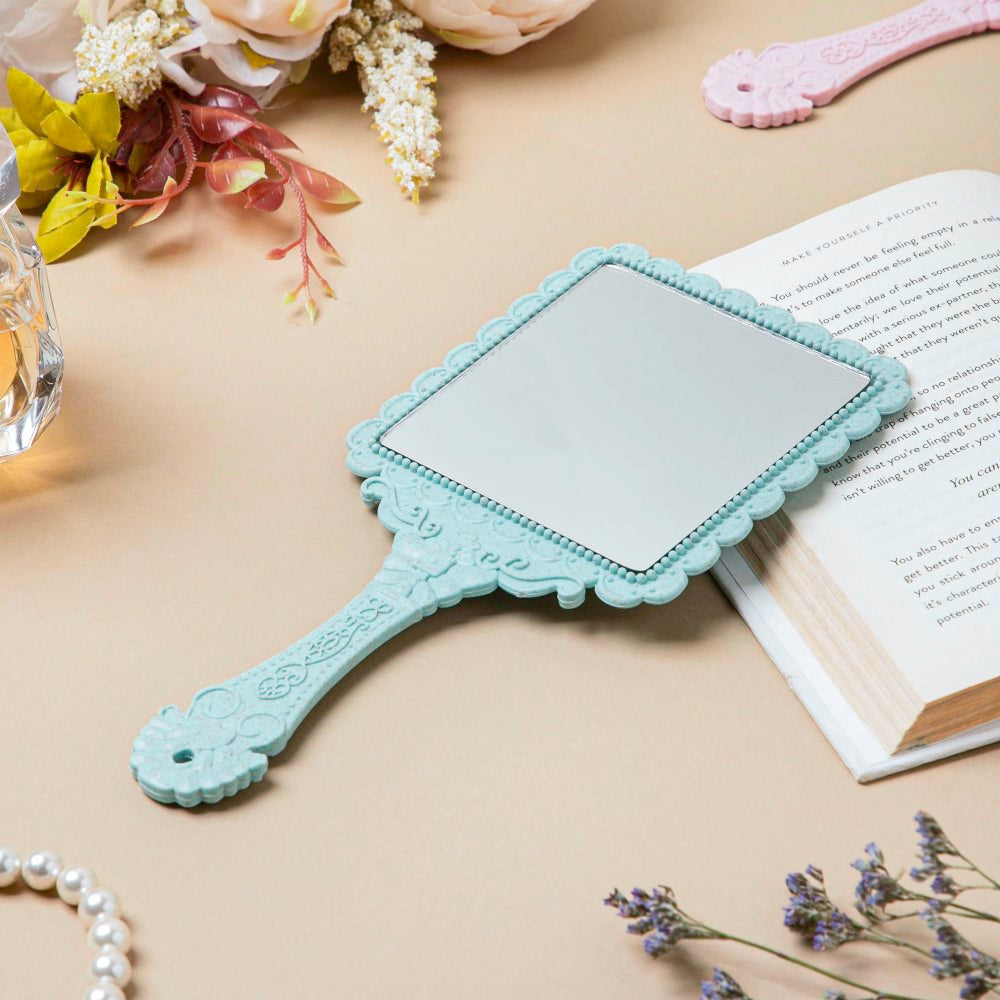 Victorian Ornate Square Mirror Blue