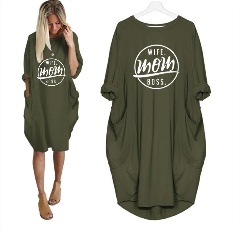 Wife-Mom-Boss Printed Dress