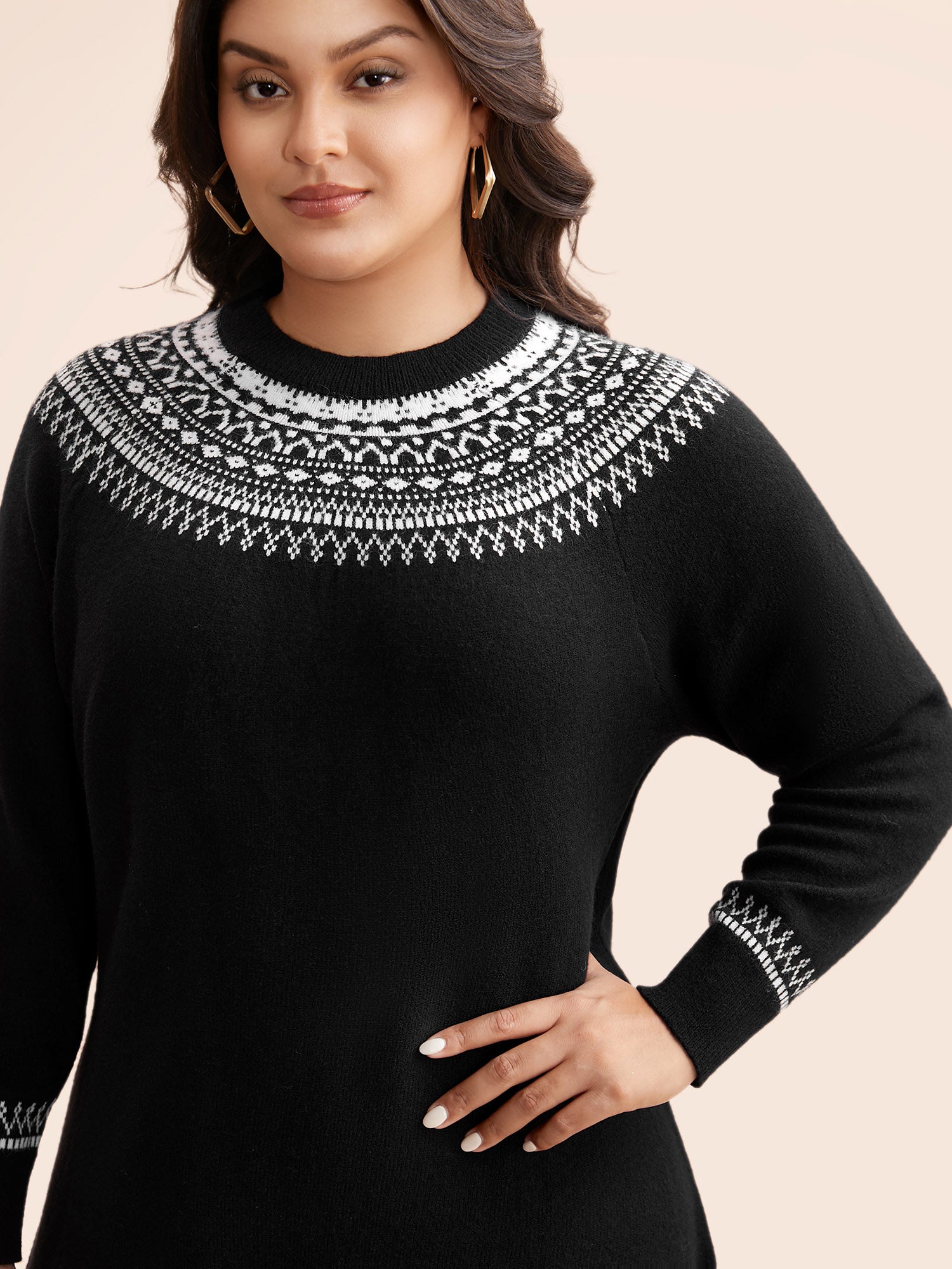 Supersoft Essentials Geo-embroidery Fair Isle Fitted Sweater Dress