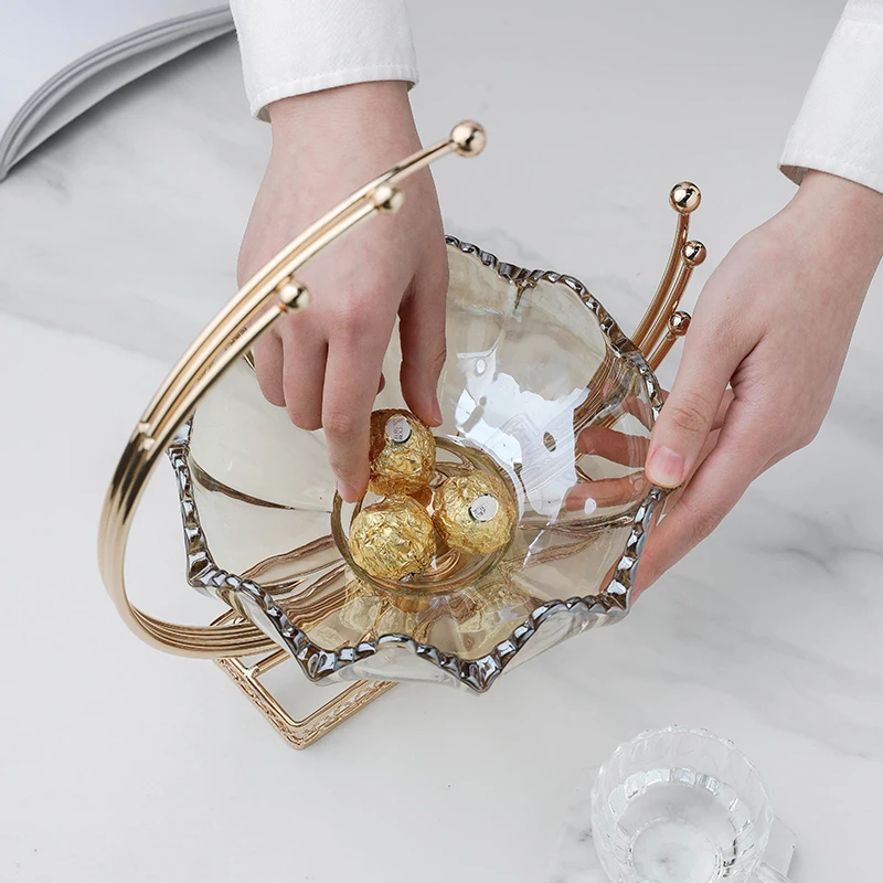 Home Decor Crystal Glass Modern  Living Room House Metal Trays Gold Luxury Other Decoration Home Table Decor For Home