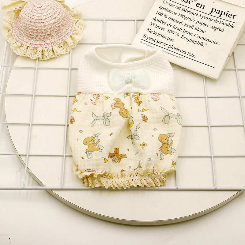 Bear Printed Soft Dog Cat Dress Pajama