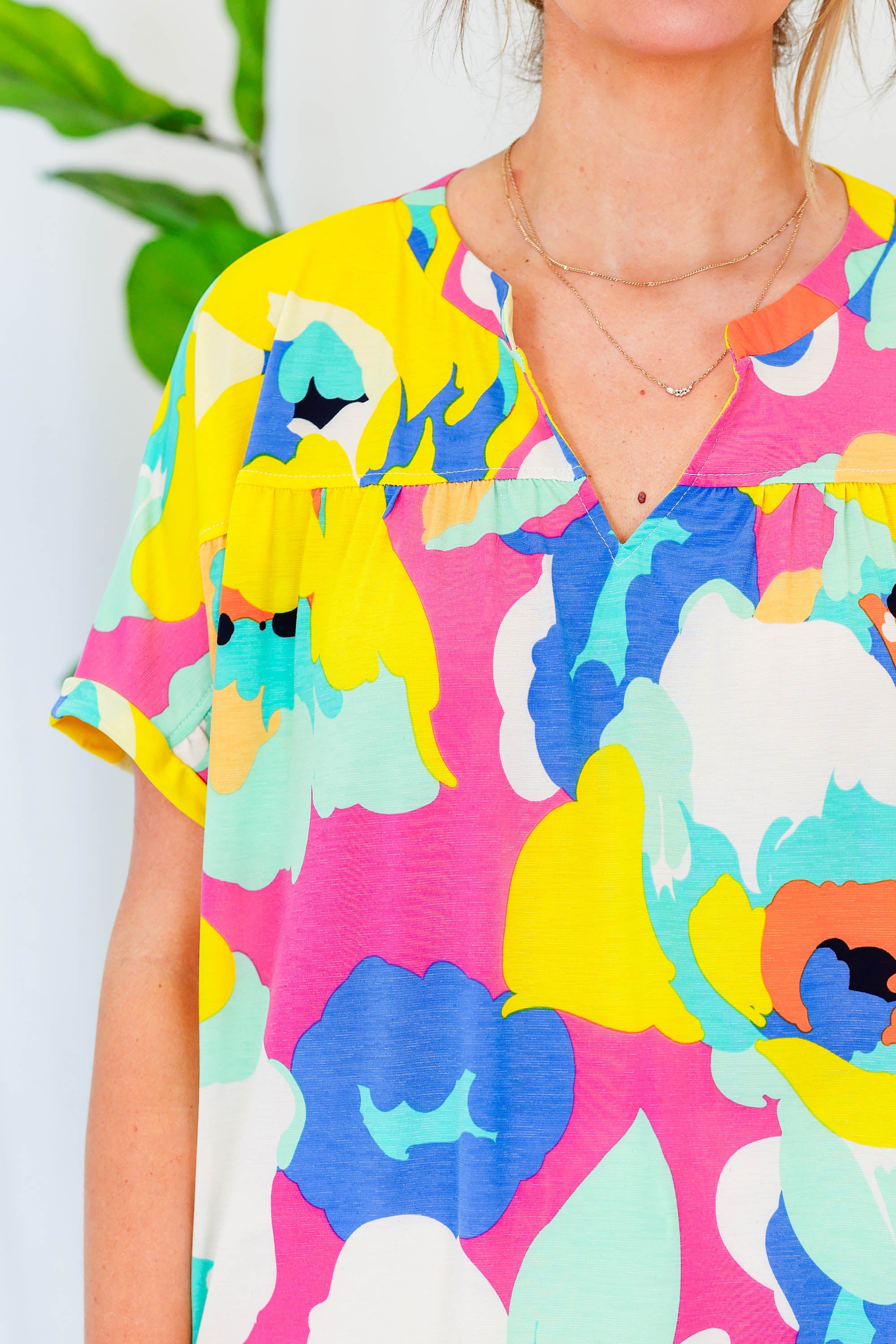 South Of The Sea Top. Yellow-Mint