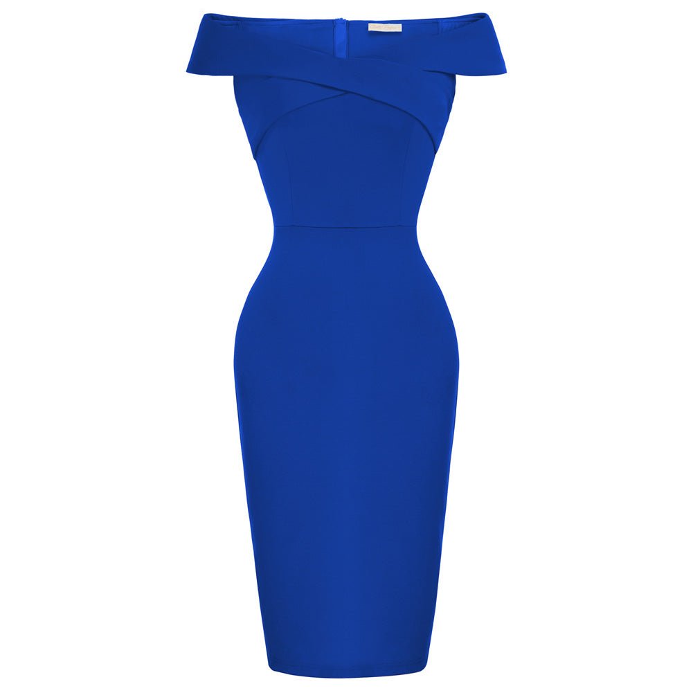 Vintage Off Shoulder V Neck Bodycon Pencil Dress Short Sleeve Homecoming Bodycon Dress Work Cocktail