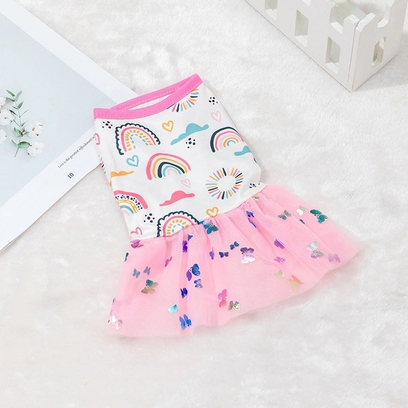 Princess Polyester Rainbow Flower Pet Clothing
