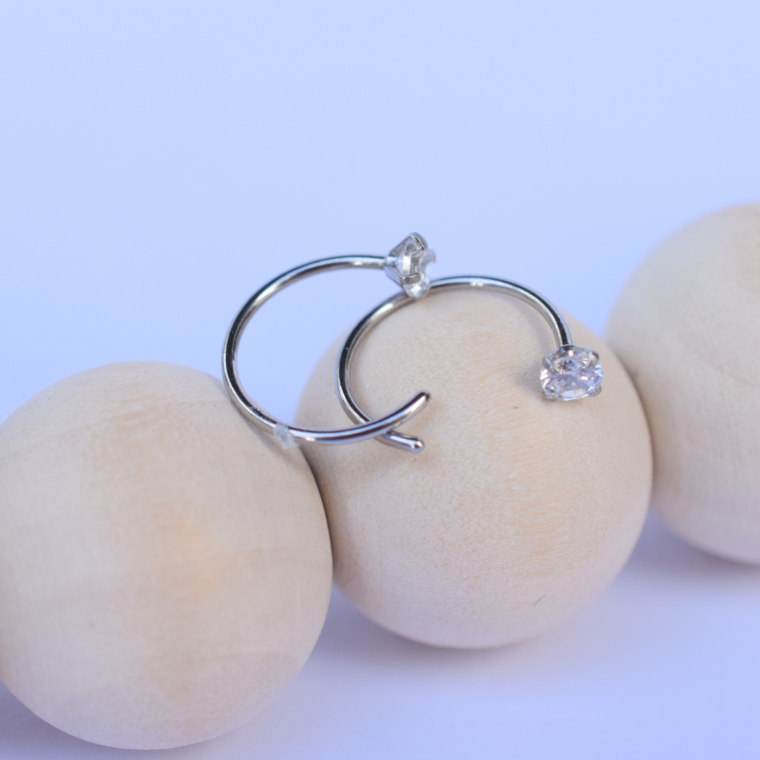3mm Diamond hoops - Silver