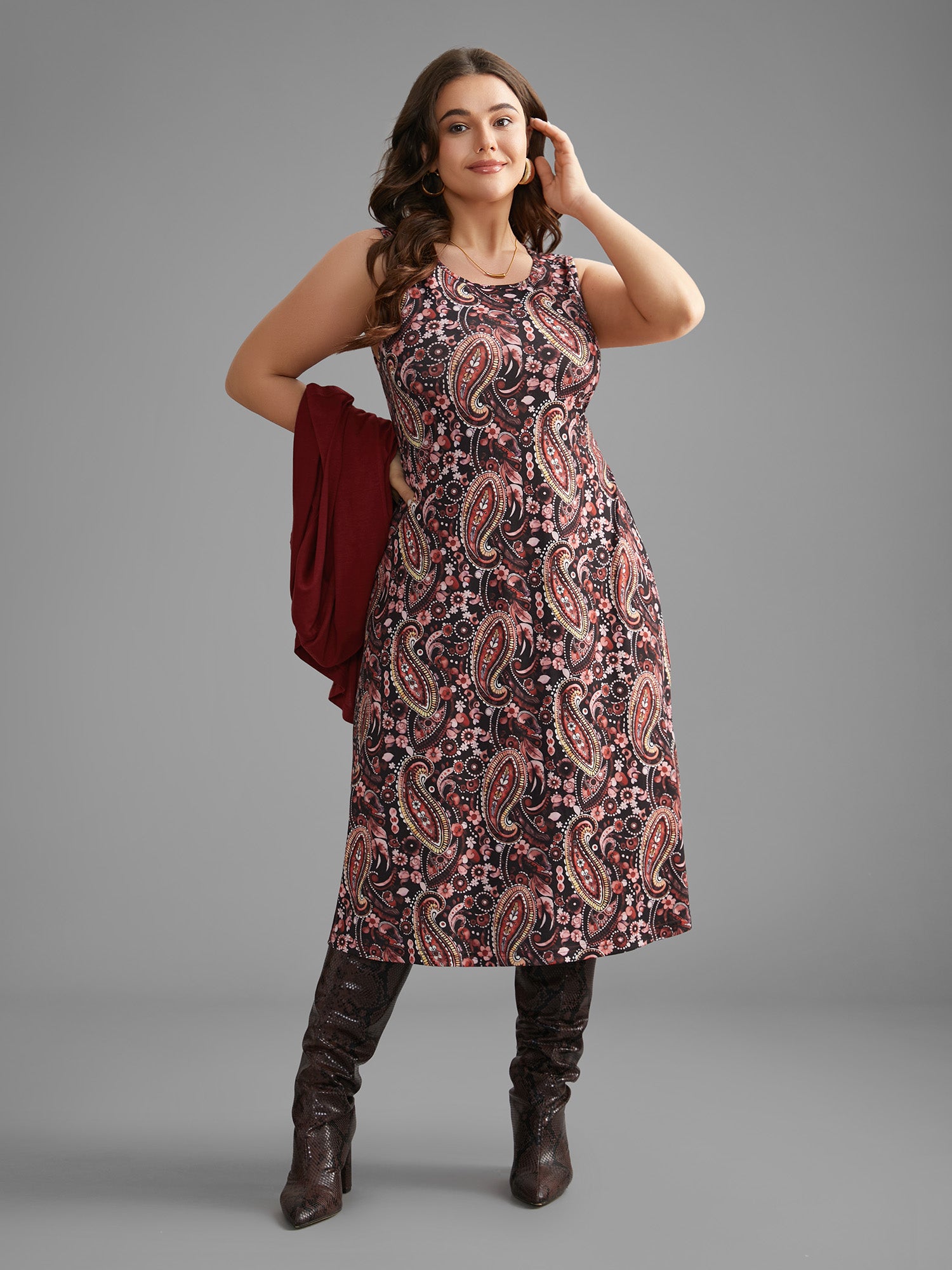 Two Piece Set Bandana Print Knit Dress
