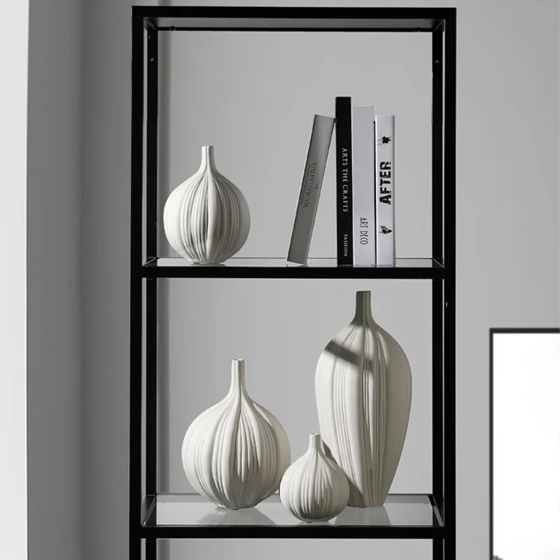 White Minimalism Personalize Vase Flower Arrangement Tabletop Modern Abstract Geometric Ceramic Vases