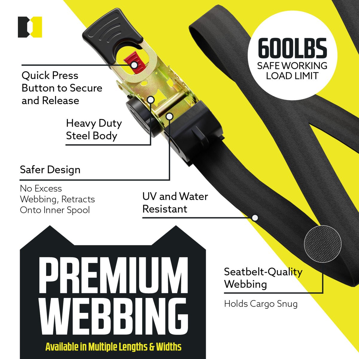 🔥 Retractable Auto Ratchet Strap with RAIL BRACKET BUNDLE