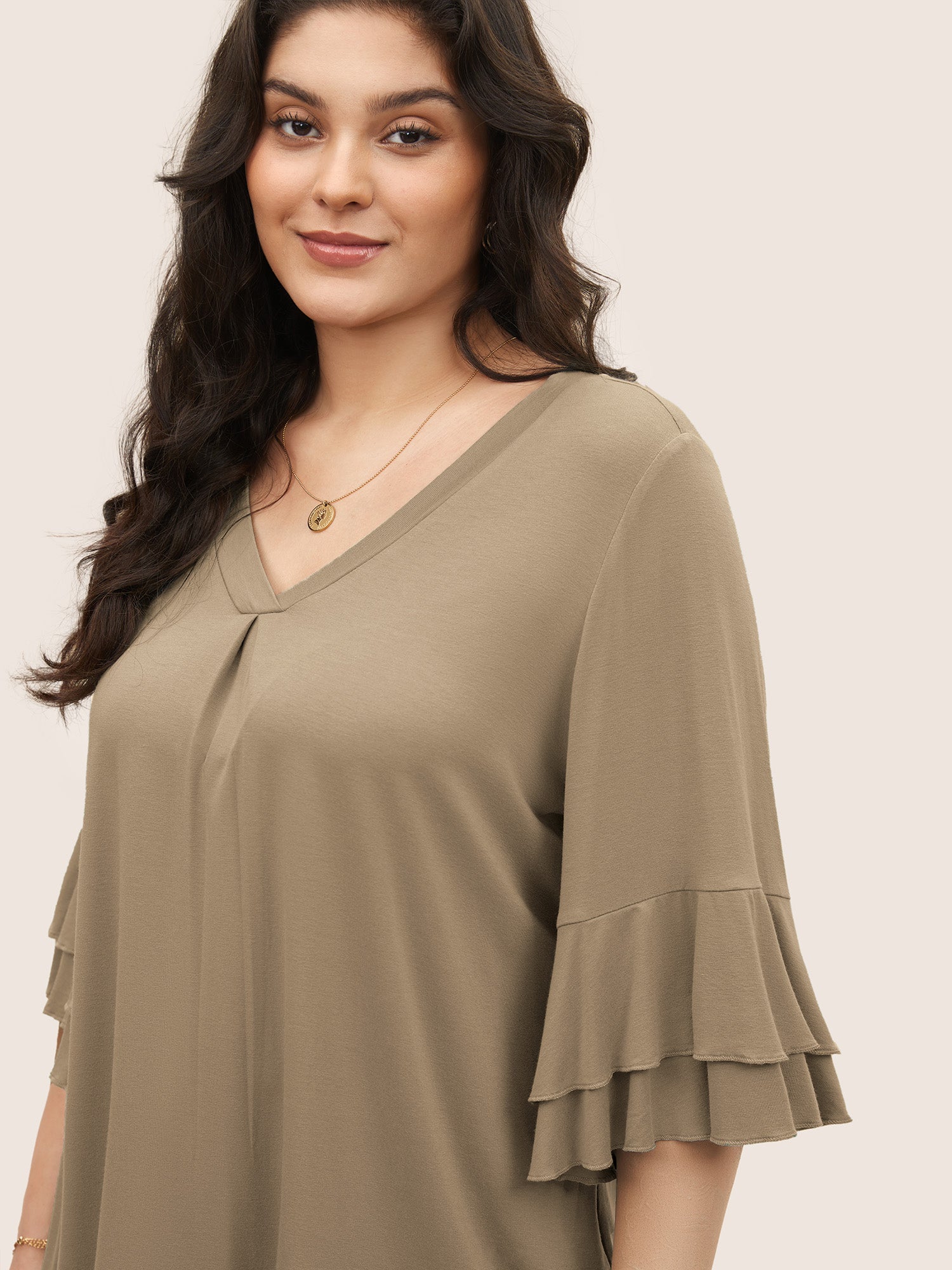 Supersoft Essentials Ruffle Layered Sleeve Pleated T-shirt