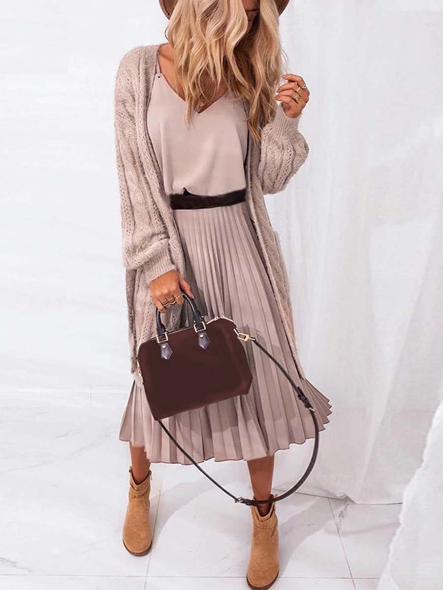 Sexy V-Neck Pleated Dress