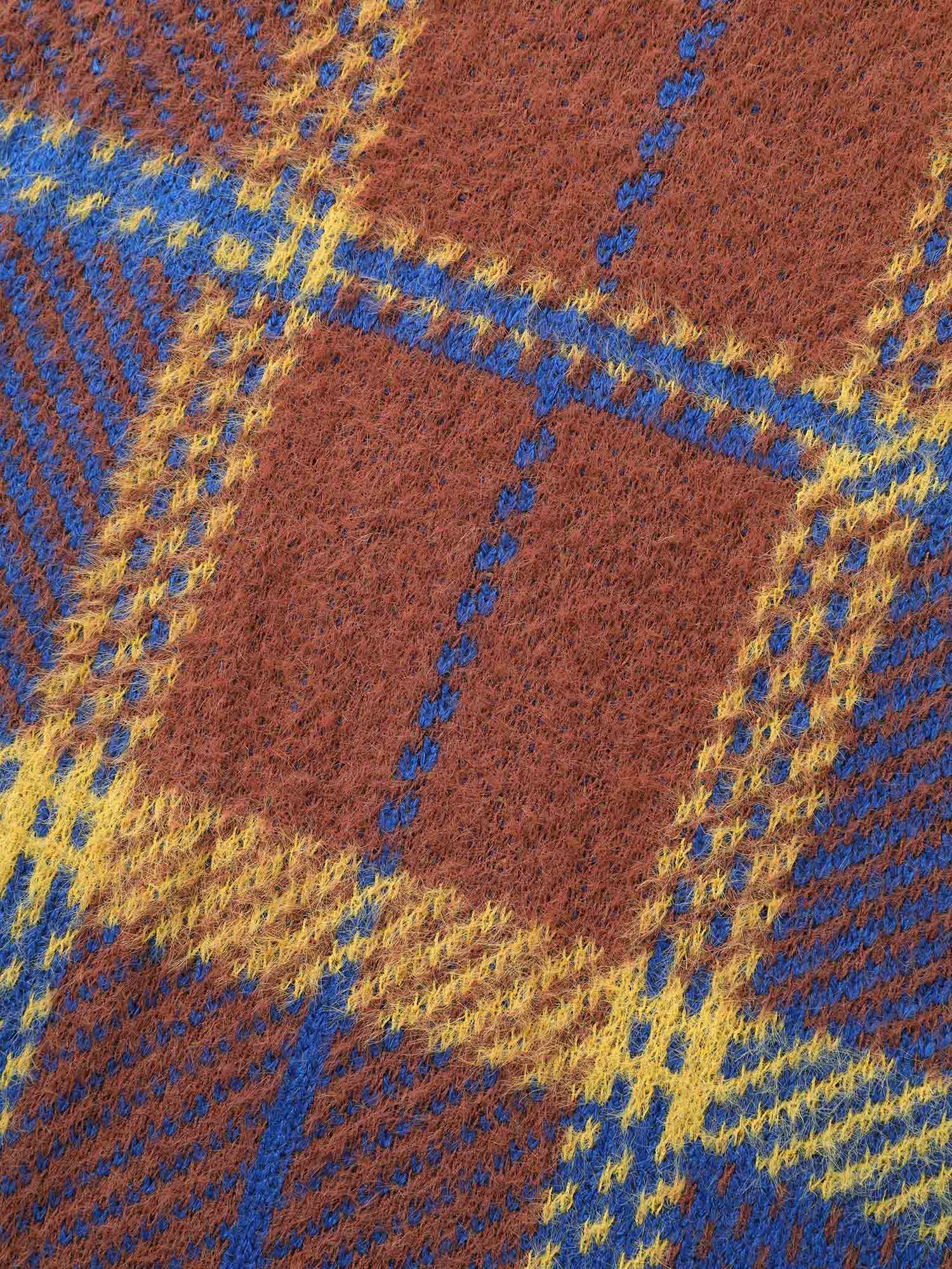 Plaid Texture Crew Neck Pullover