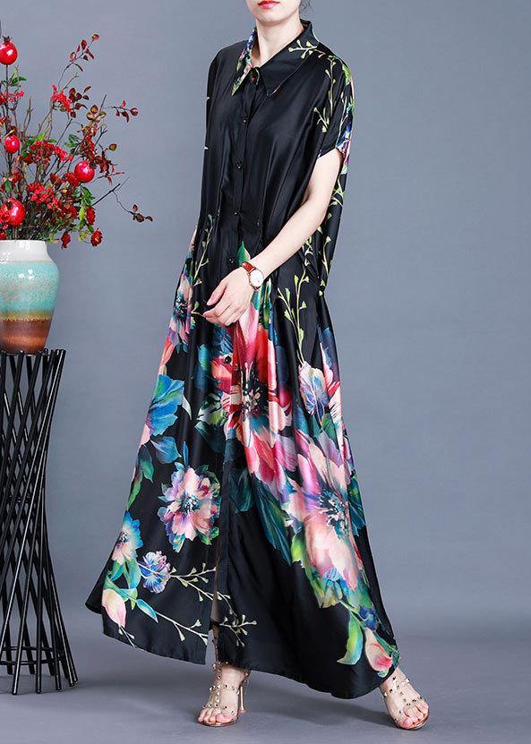 Beautiful Black Print tie waist Maxi Coat Summer