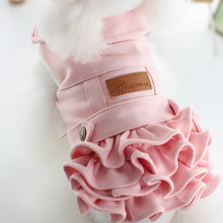 Warm Multilayer Buttoned Dog Dress/Jumpsuits