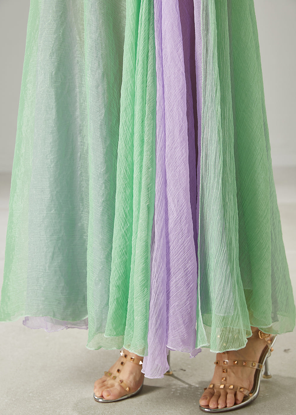 Bohemian Green Exra Large Hem Side Open Cotton Skirt Summer