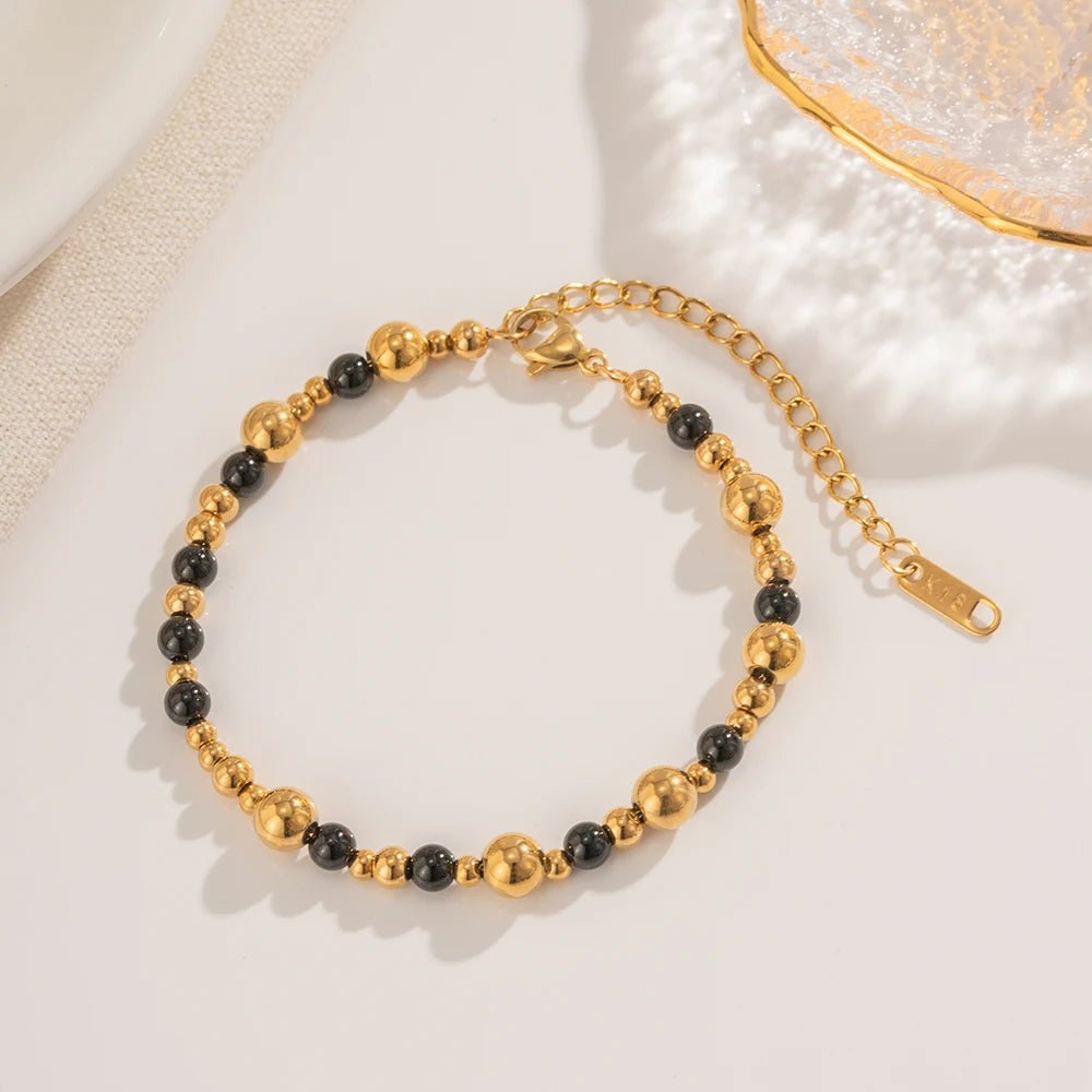 Vintage Inspired Contrast Gold Bead Bracelet and Necklace Set