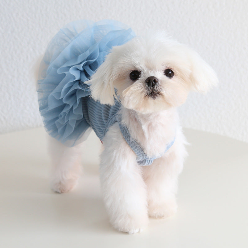 Multi-color Cotton Dog Cat Lace Dress