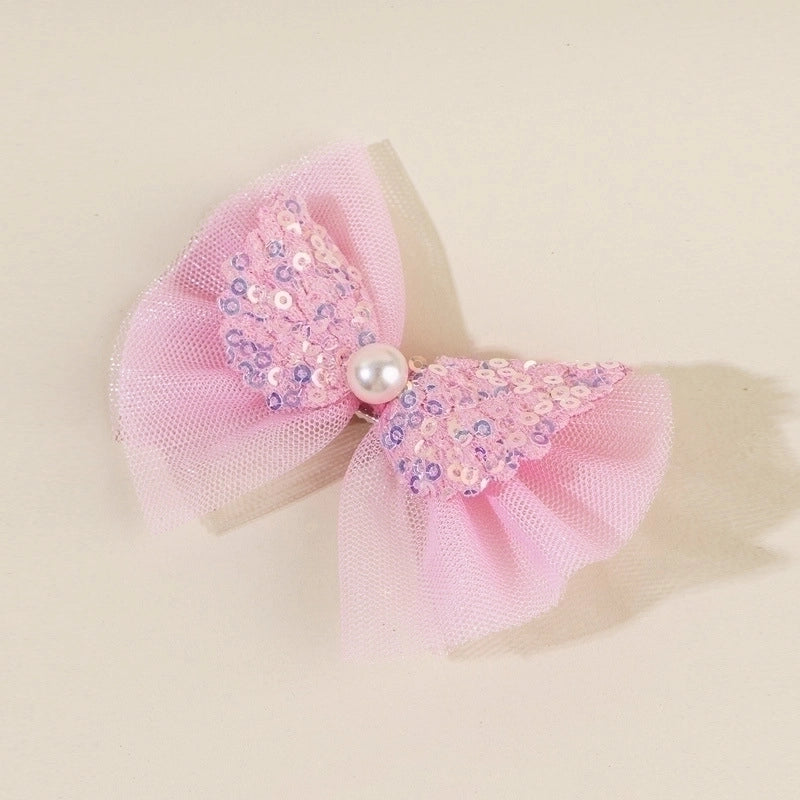 Sweet Metal Abs Bead Polyester Heart Shape Pet Accessories